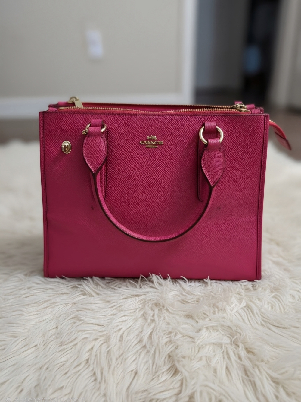 COACH Fuschia Leather Satchel Bag